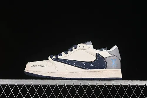 All categories Air Jordan Jordan series basketball shoes Air Jordan 1 Low High-end customized low-top sneakers Travis Scott x Fragment Design x Air Jordan 1 Low OG SP AJ1 LV joint name splash blue hook low-top cultural casual sneakers ZH2598-242